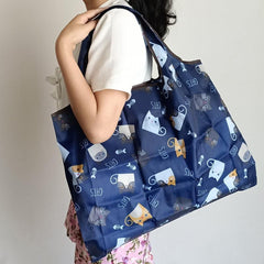 2pcs Cartoon Cat Shoulder Bag Large Capacity Foldable Eco-Friendly Shopping Bag