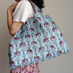 2pcs Cartoon Cat Shoulder Bag Large Capacity Foldable Eco-Friendly Shopping Bag
