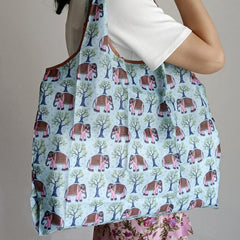 2pcs Cartoon Cat Shoulder Bag Large Capacity Foldable Eco-Friendly Shopping Bag