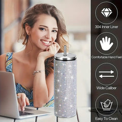 20oz Stainless Steel Vacuum Water Cup Glitter Tumbler