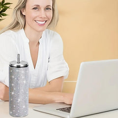 20oz Stainless Steel Vacuum Water Cup Glitter Tumbler