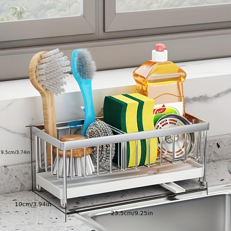 Telescopic Sink Drain Rack with Soap Sponge Holder Kitchen Sink Basket