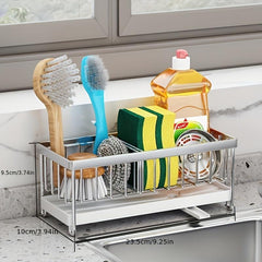 Telescopic Sink Drain Rack with Soap Sponge Holder Kitchen Sink Basket