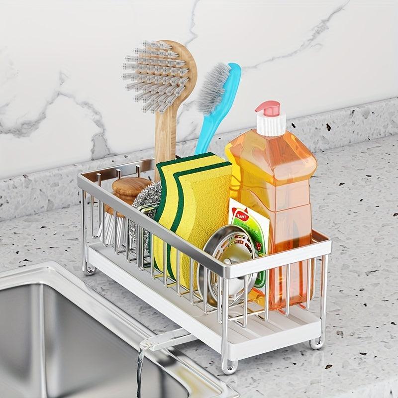 Telescopic Sink Drain Rack with Soap Sponge Holder Kitchen Sink Basket