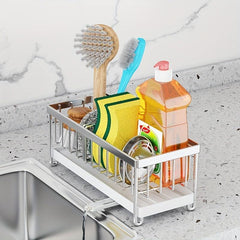 Telescopic Sink Drain Rack with Soap Sponge Holder Kitchen Sink Basket