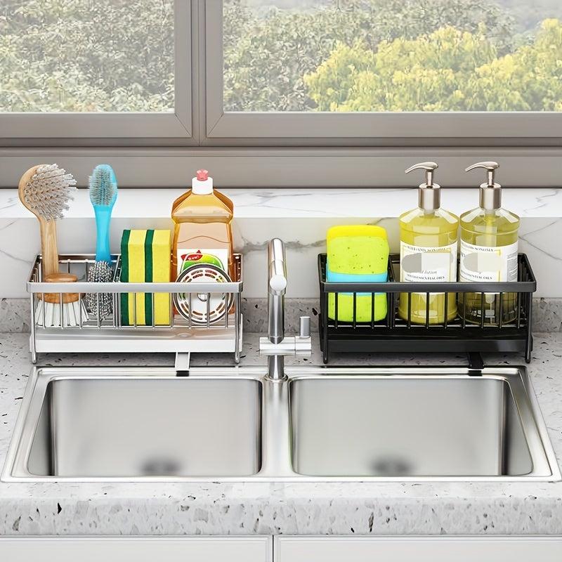 Telescopic Sink Drain Rack with Soap Sponge Holder Kitchen Sink Basket