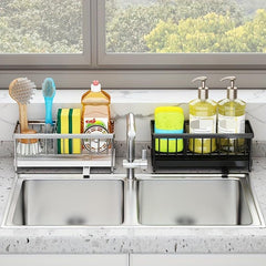 Telescopic Sink Drain Rack with Soap Sponge Holder Kitchen Sink Basket