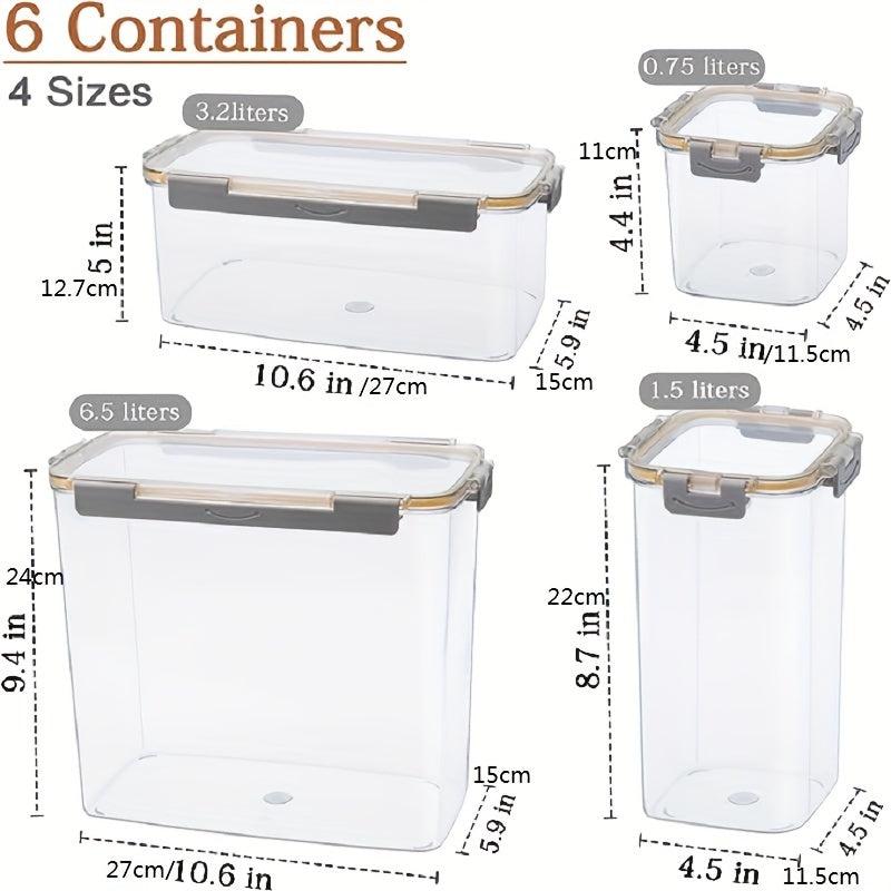 6pcs Airtight Food Storage Container Set BPA Clear Plastic Containers