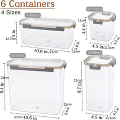 6pcs Airtight Food Storage Container Set BPA Clear Plastic Containers