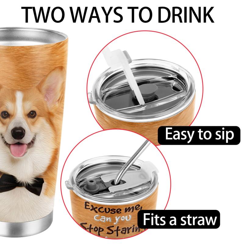 20oz Corgi Dog Print Tumbler Stainless Steel Vacuum Insulated Travel Mug