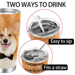 20oz Corgi Dog Print Tumbler Stainless Steel Vacuum Insulated Travel Mug