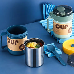 Portable Leak Proof Stainless Steel Soup Cup With Spoon