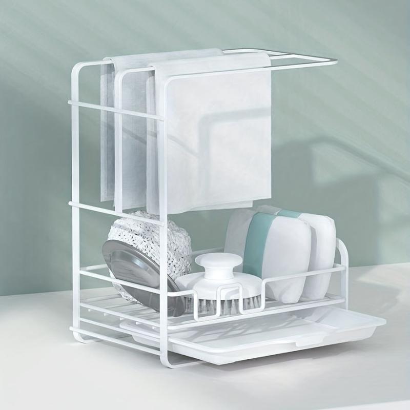 Sink Storage Rack Sponge Soap Holder Organizer Dishcloth Hanger