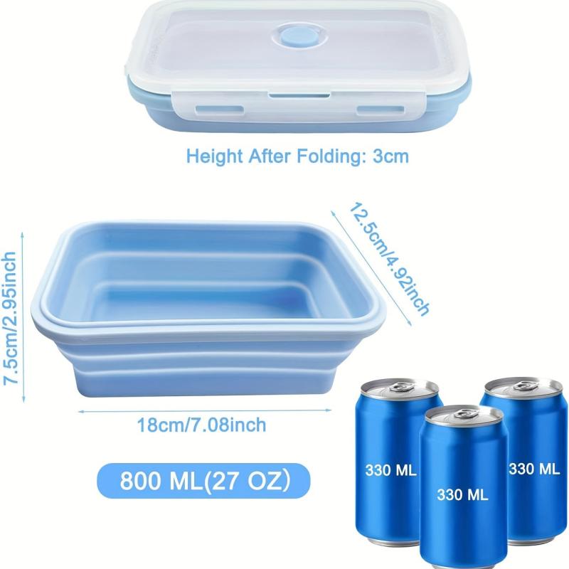 2pc 800ml Silicone Collapsible Food Storage Containers With Lids