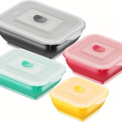 2pc 800ml Silicone Collapsible Food Storage Containers With Lids
