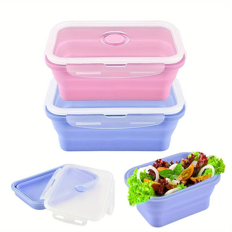 2pc 800ml Silicone Collapsible Food Storage Containers With Lids