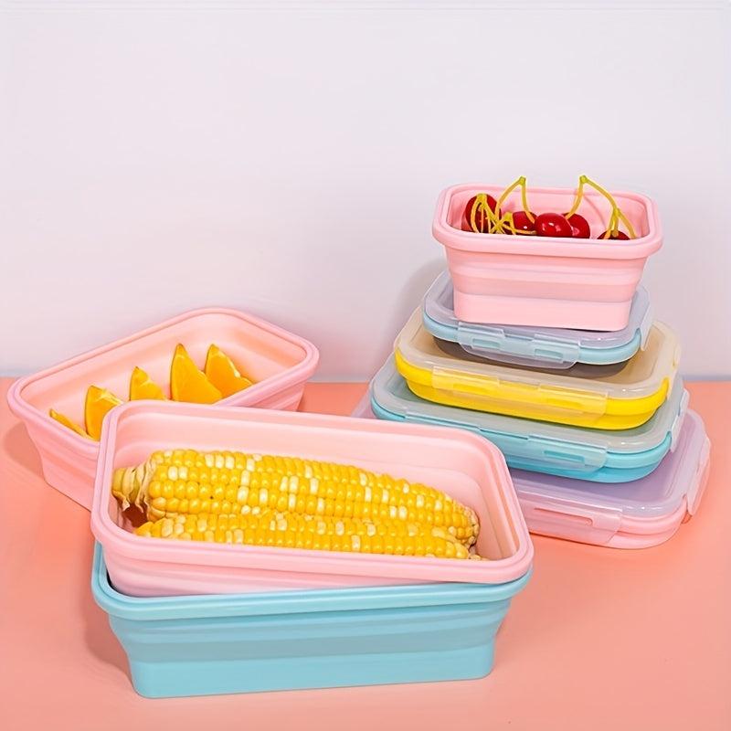 2pc 800ml Silicone Collapsible Food Storage Containers With Lids