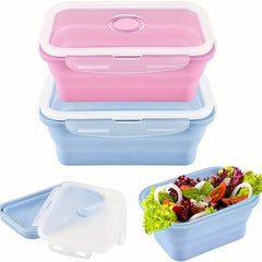 2pc 800ml Silicone Collapsible Food Storage Containers With Lids