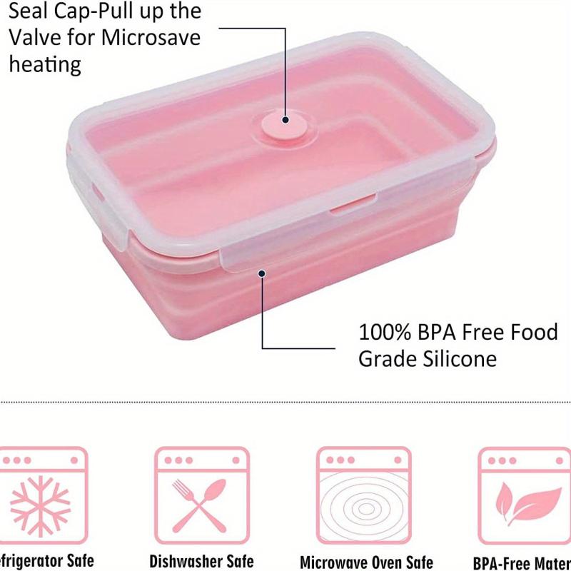 2pc 800ml Silicone Collapsible Food Storage Containers With Lids