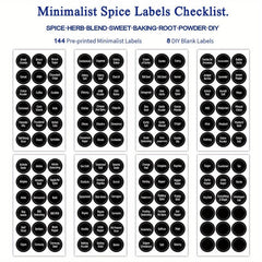 216pcs Round 3.81cm Spice Jar Labels Preprinted & Blank Chalkboard Stickers