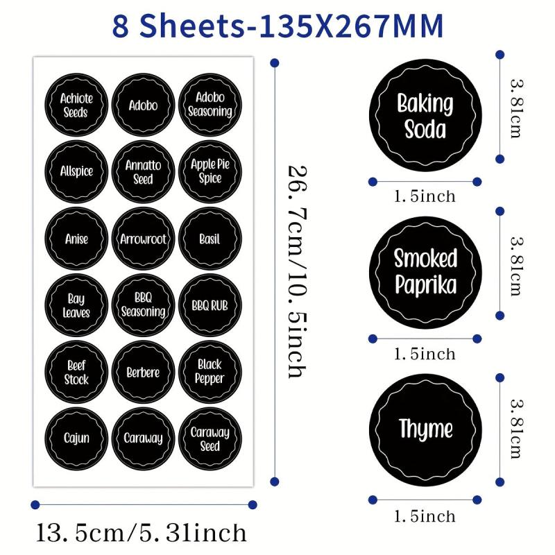 216pcs Round 3.81cm Spice Jar Labels Preprinted & Blank Chalkboard Stickers