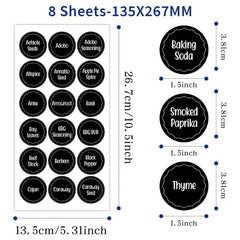 216pcs Round 3.81cm Spice Jar Labels Preprinted & Blank Chalkboard Stickers