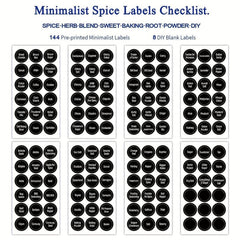 216pcs Round 3.81cm Spice Jar Labels Preprinted & Blank Chalkboard Stickers