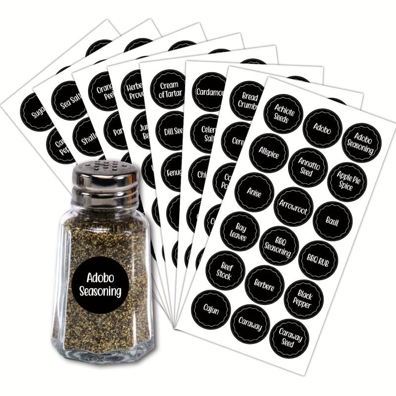 216pcs Round 3.81cm Spice Jar Labels Preprinted & Blank Chalkboard Stickers