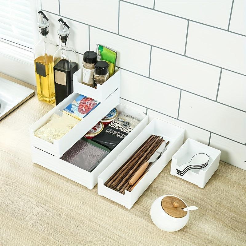 Desktop Drawer Divider Storage Box Kitchen Rectangular Plastic Small Box