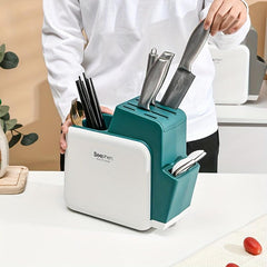 Kitchen Holder Square Plug in Rack Sharpening Rod Scissors Storage Holder
