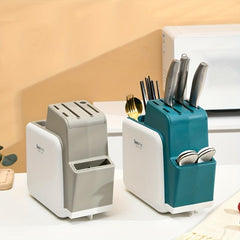 Kitchen Holder Square Plug in Rack Sharpening Rod Scissors Storage Holder