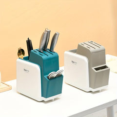 Kitchen Holder Square Plug in Rack Sharpening Rod Scissors Storage Holder