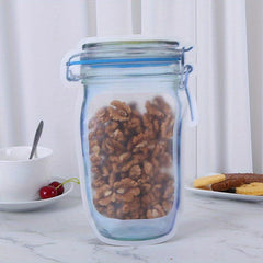 5pcs Reusable Mason Jar Bottle Bags Self Standing Zipper Sealed Food Storage Bag