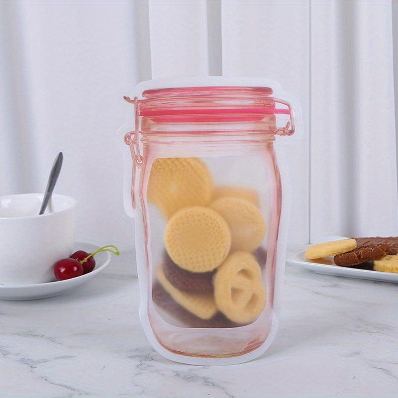 5pcs Reusable Mason Jar Bottle Bags Self Standing Zipper Sealed Food Storage Bag