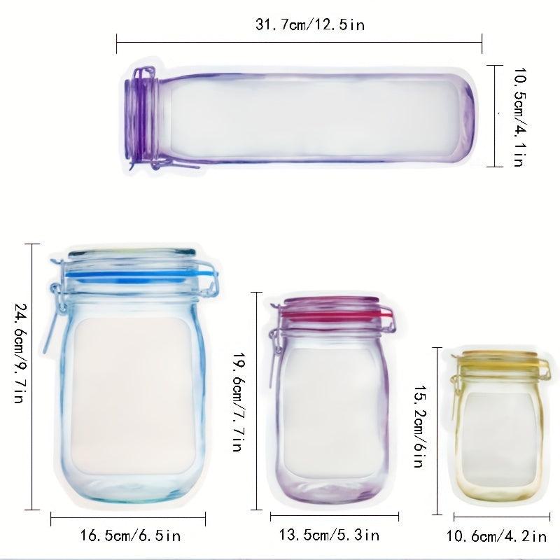 5pcs Reusable Mason Jar Bottle Bags Self Standing Zipper Sealed Food Storage Bag