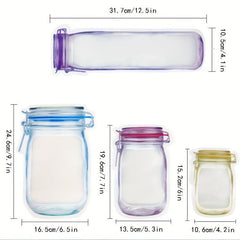 5pcs Reusable Mason Jar Bottle Bags Self Standing Zipper Sealed Food Storage Bag