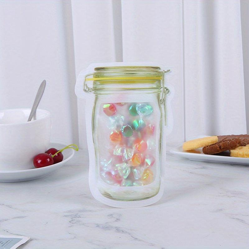 5pcs Reusable Mason Jar Bottle Bags Self Standing Zipper Sealed Food Storage Bag