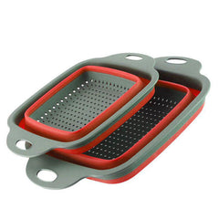 Telescopic Silicone Drain Basket Set for Vegetable Washing