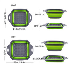 Telescopic Silicone Drain Basket Set for Vegetable Washing