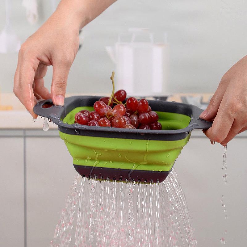 Telescopic Silicone Drain Basket Set for Vegetable Washing