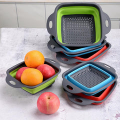 Telescopic Silicone Drain Basket Set for Vegetable Washing