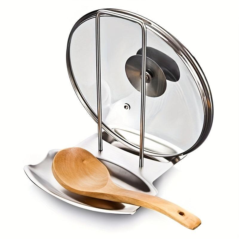 Stainless Steel Pot Cover Rack with Spoon Rack and Drain Pan Support