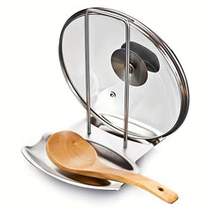 Stainless Steel Pot Cover Rack with Spoon Rack and Drain Pan Support