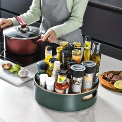 Adjustable Height Turntable Storage Rack for Kitchen and Bathroom