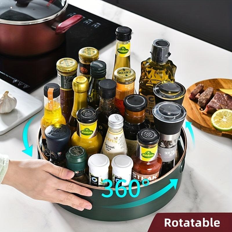 Adjustable Height Turntable Storage Rack for Kitchen and Bathroom
