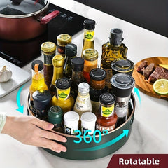 Adjustable Height Turntable Storage Rack for Kitchen and Bathroom