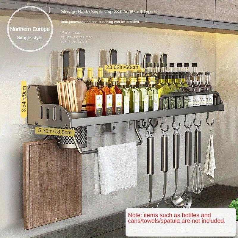 Farmhouse Kitchen Rack with Towel Rod Organizer