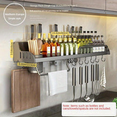 Farmhouse Kitchen Rack with Towel Rod Organizer