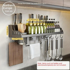 Farmhouse Kitchen Rack with Towel Rod Organizer