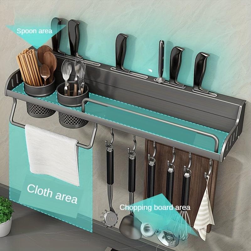 Farmhouse Kitchen Rack with Towel Rod Organizer